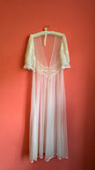 Vintage 1970s Sheer White Lace Peignoir Robe