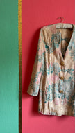 Vintage 1980s Pastel Floral Jacquard Longline Blazer