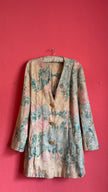 Vintage 1980s Pastel Floral Jacquard Longline Blazer