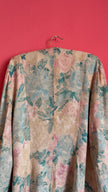 Vintage 1980s Pastel Floral Jacquard Longline Blazer