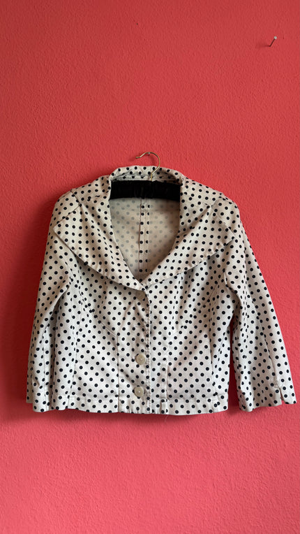 Vintage 1980s Ivory Polka Dot Jacket and Trouser Set