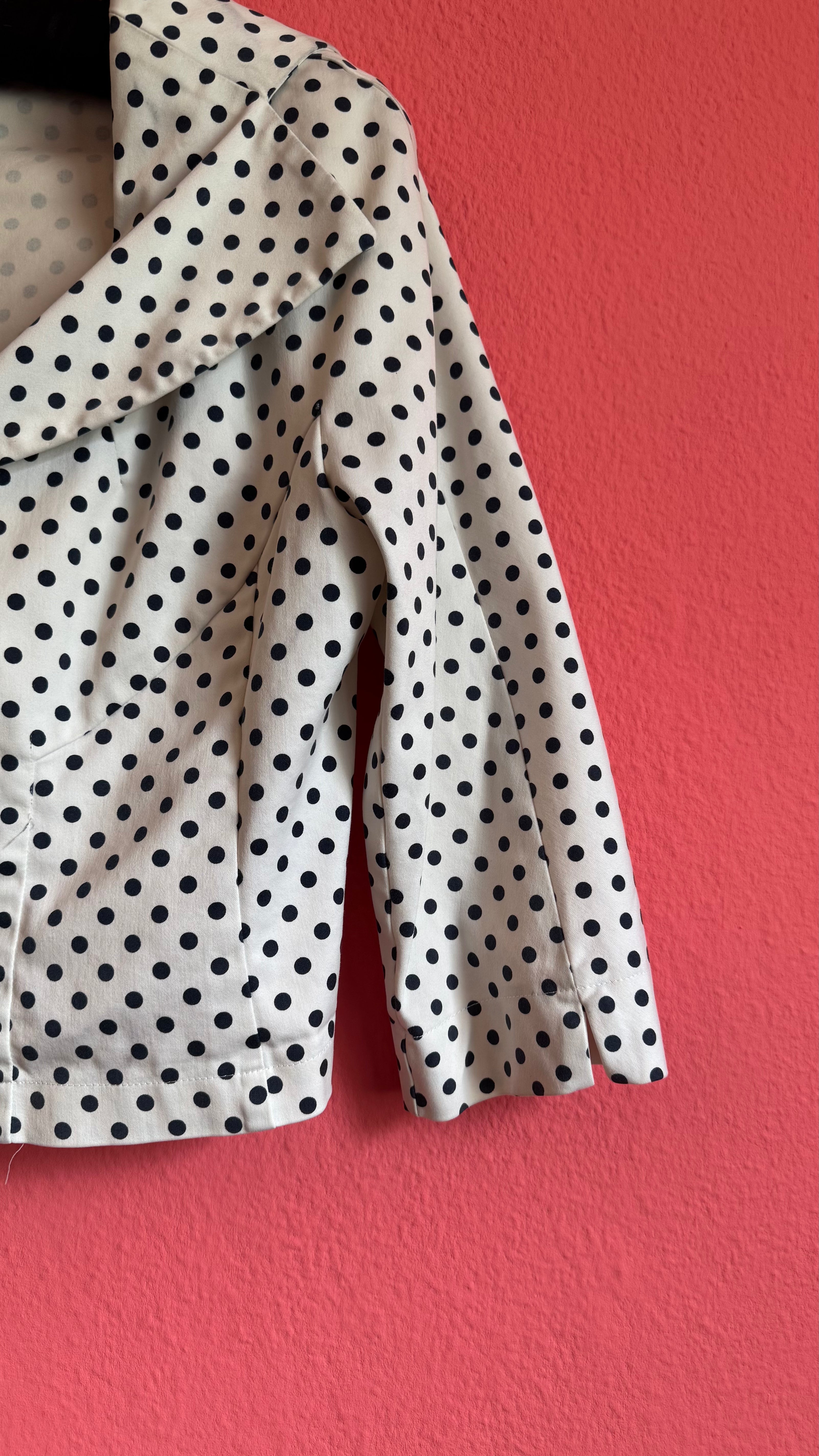 Vintage 1980s Ivory Polka Dot Jacket and Trouser Set