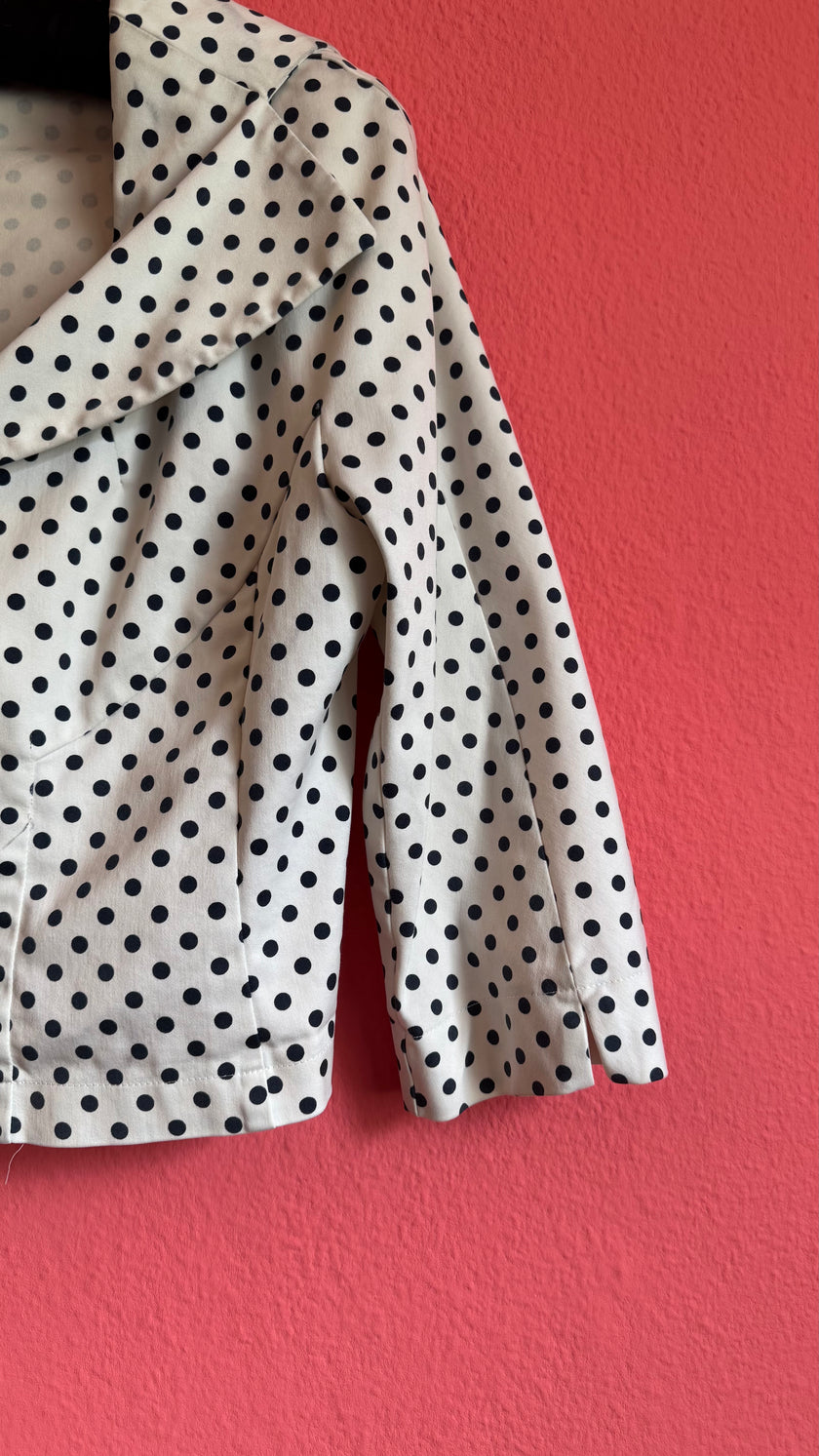 Vintage 1980s Ivory Polka Dot Jacket and Trouser Set