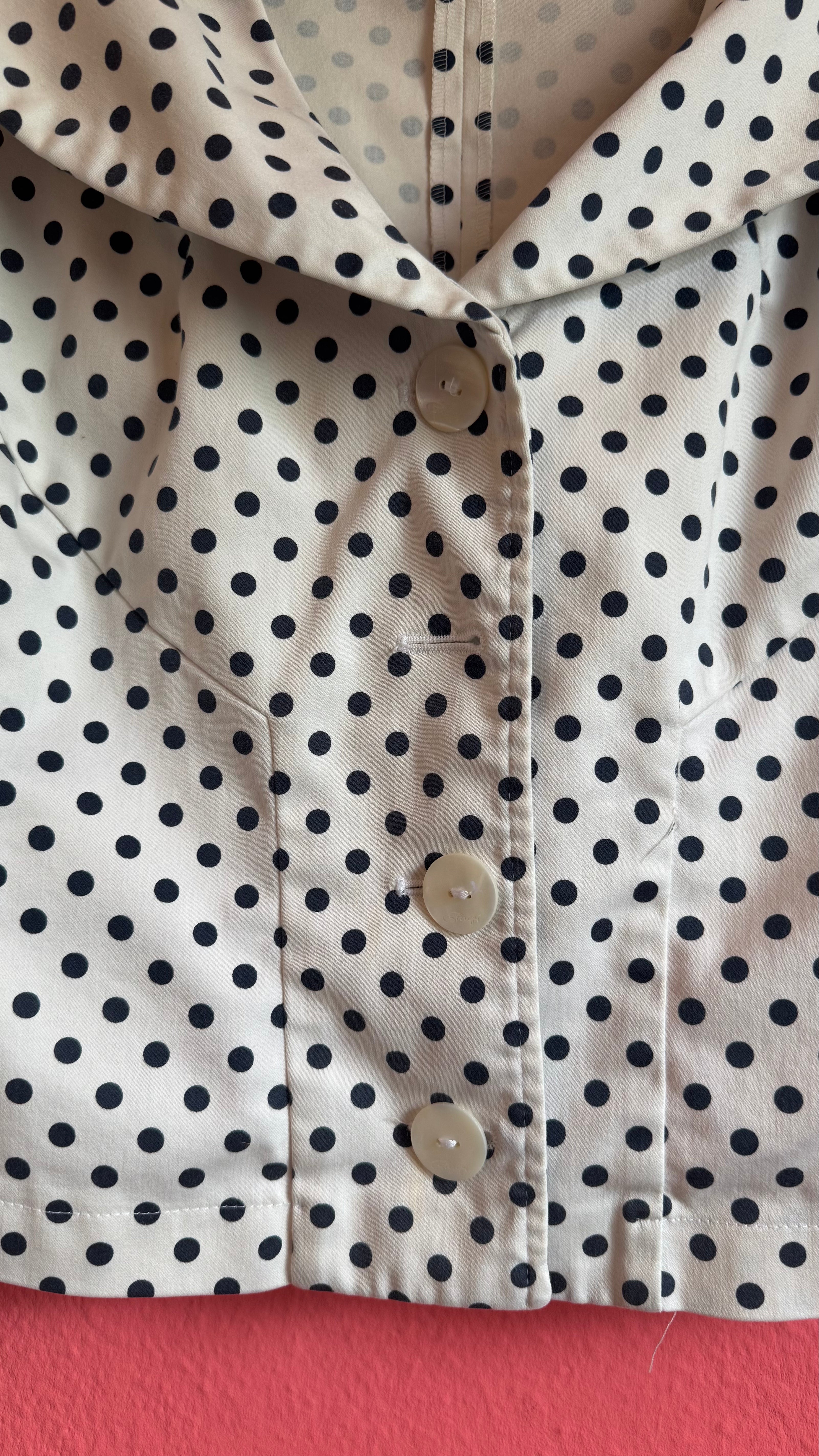 Vintage 1980s Ivory Polka Dot Jacket and Trouser Set