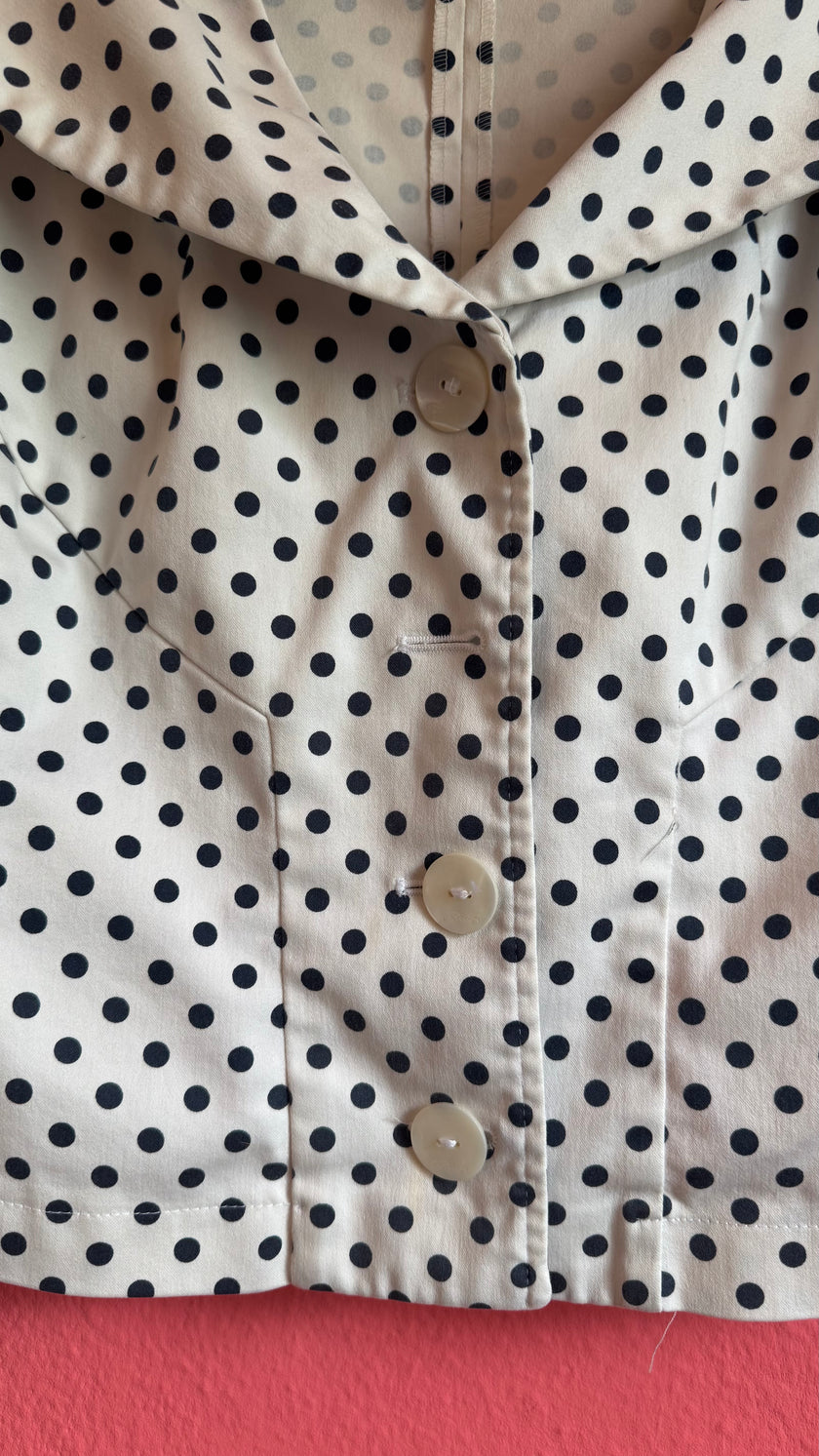Vintage 1980s Ivory Polka Dot Jacket and Trouser Set