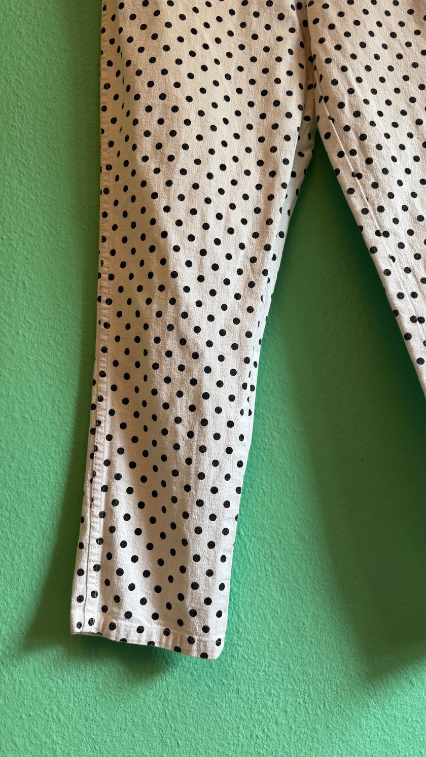 Vintage 1980s Ivory Polka Dot Jacket and Trouser Set