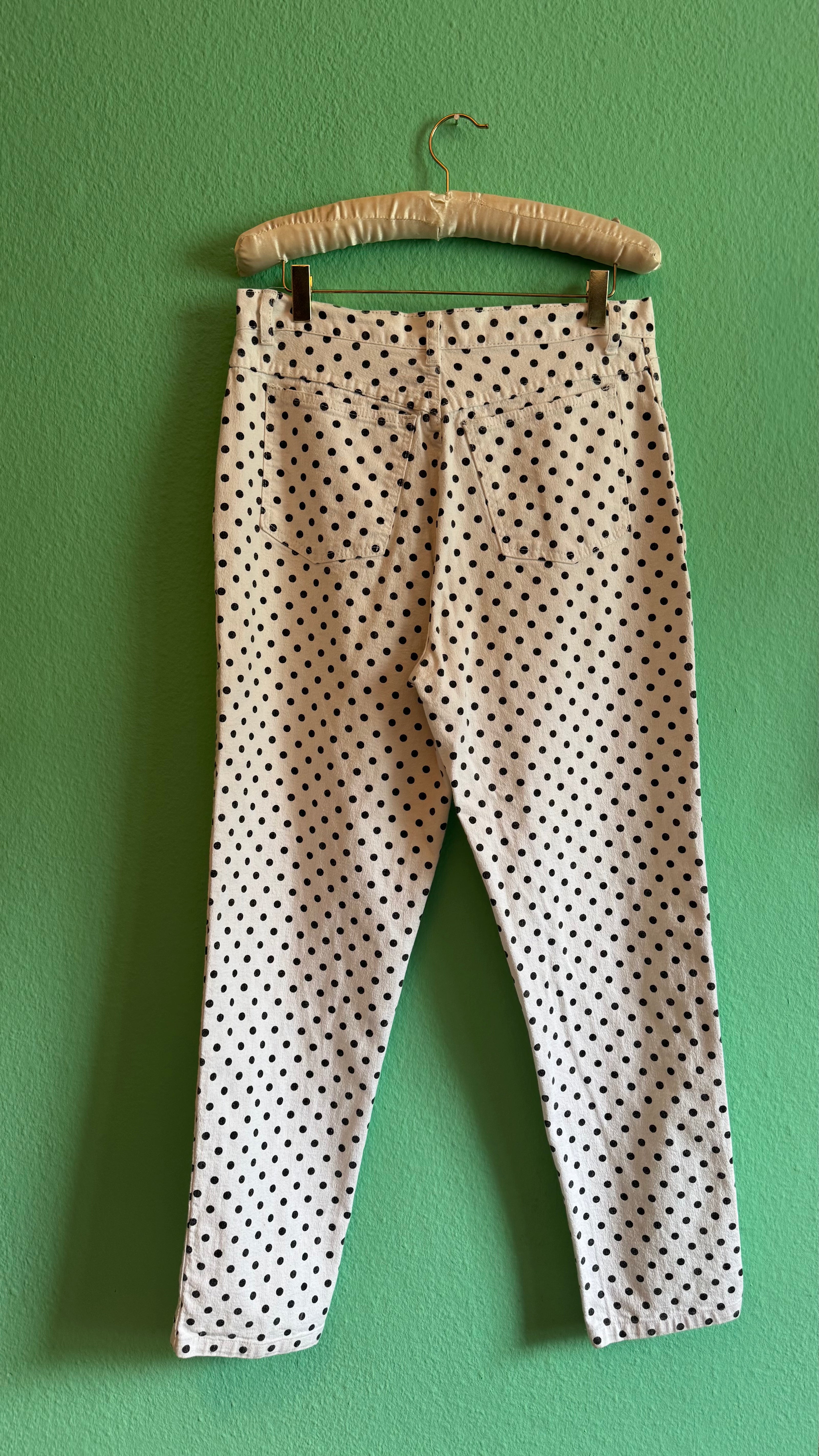 Vintage 1980s Ivory Polka Dot Jacket and Trouser Set