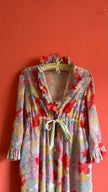 Vintage 1970s Pastel Floral Ruffle Maxi Dress