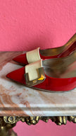 Vintage Early 2000s Red Buckle Pumps by Roger Vivier
