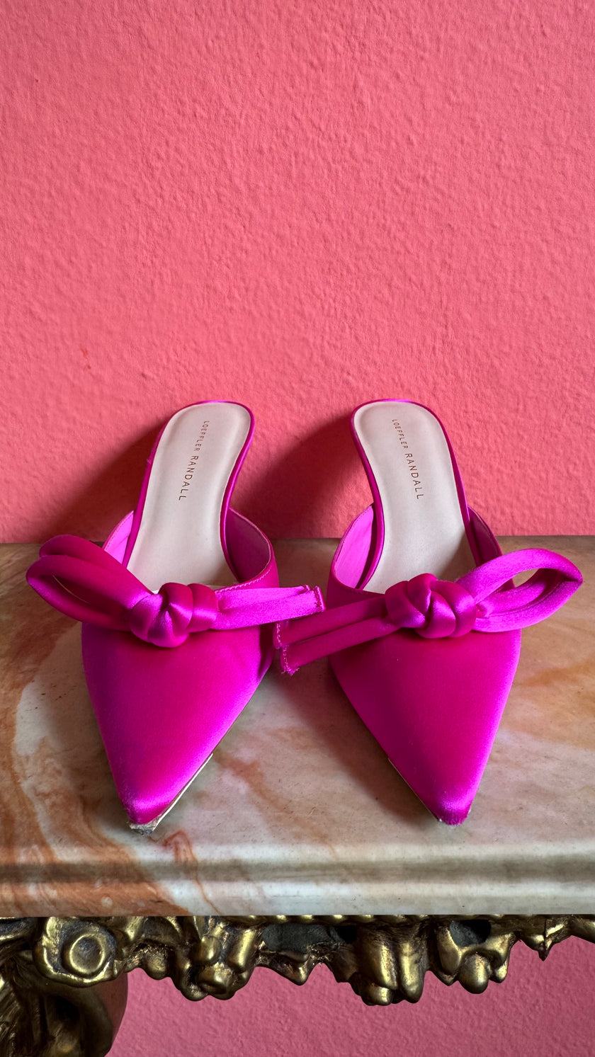 Vintage 2000s Fuchsia Satin Bow Mules by Loeffler Randall