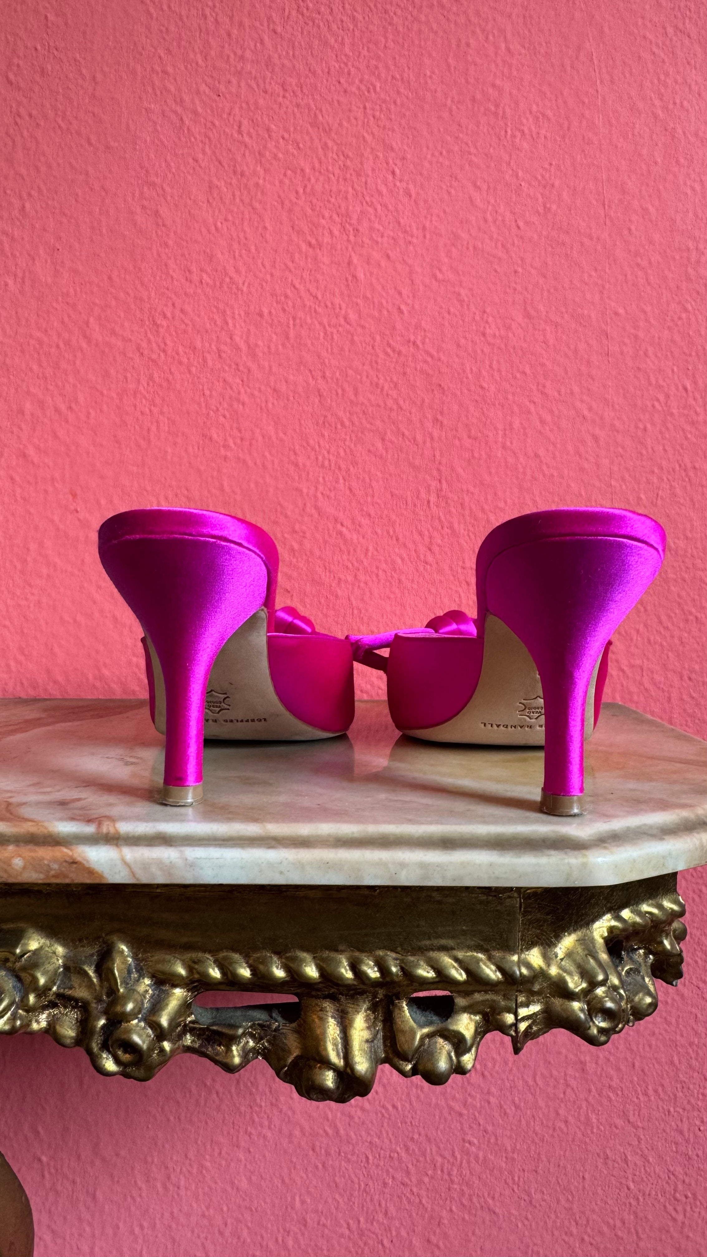 Vintage 2000s Fuchsia Satin Bow Mules by Loeffler Randall
