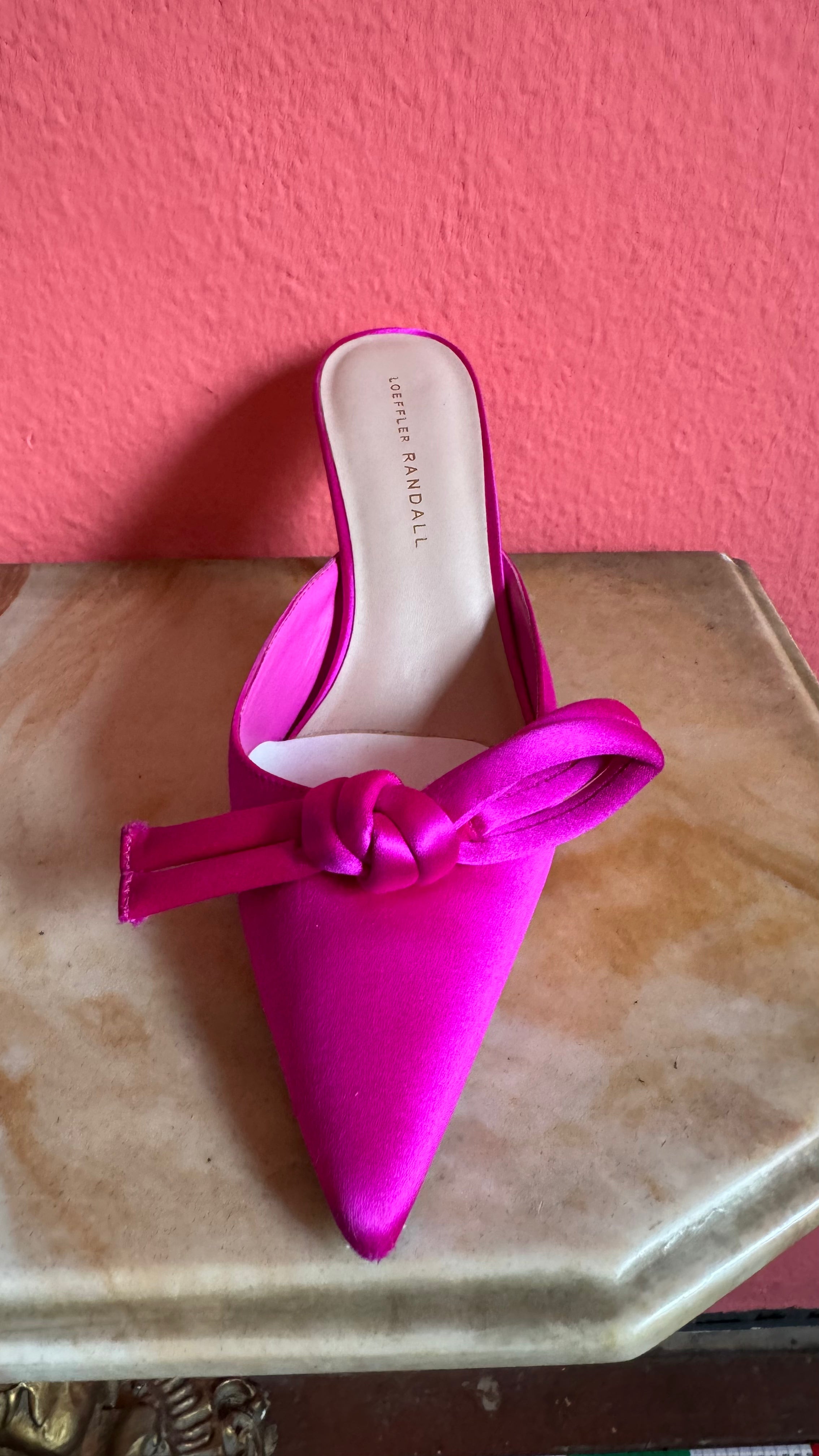 Vintage 2000s Fuchsia Satin Bow Mules by Loeffler Randall