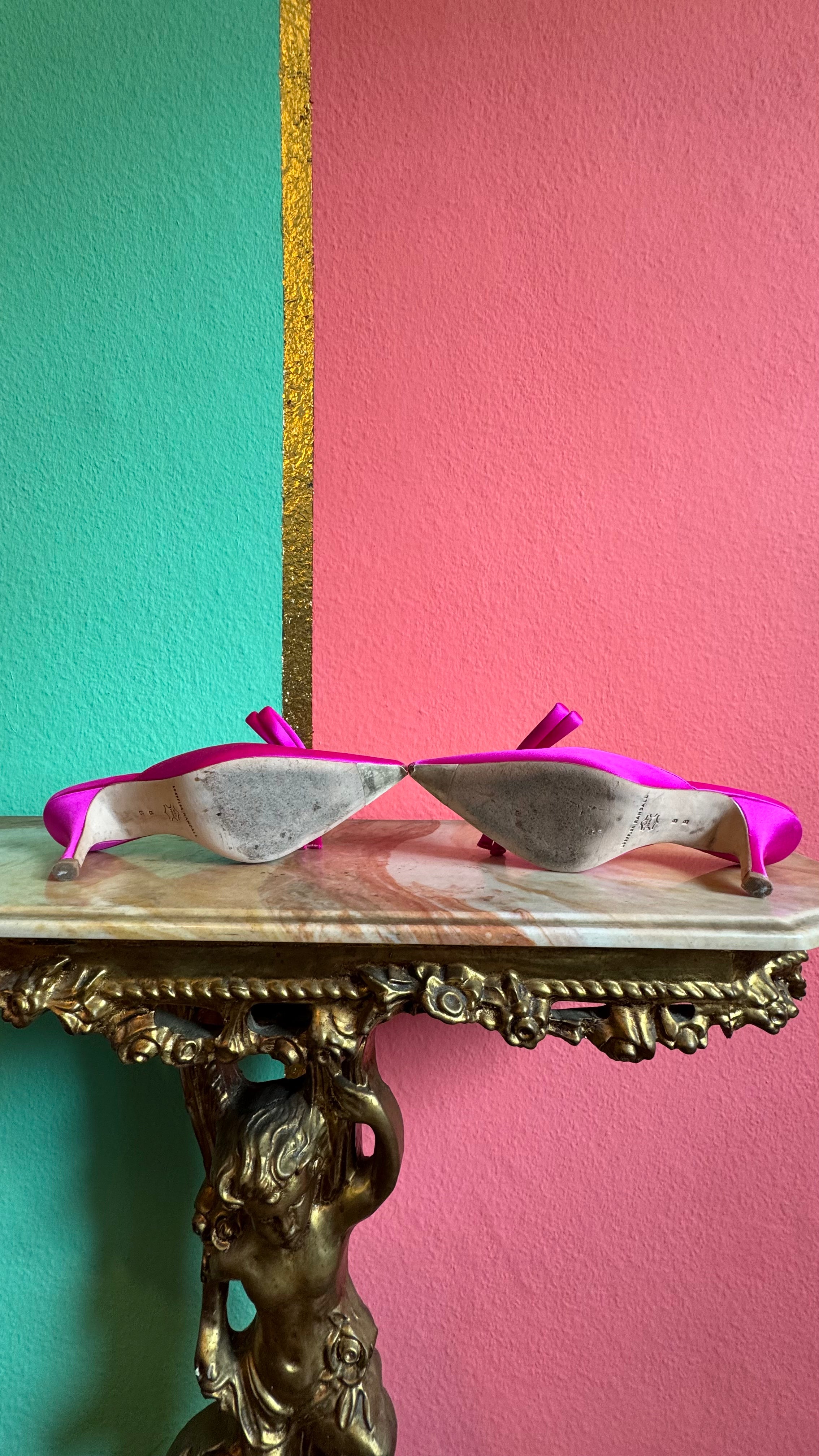 Vintage 2000s Fuchsia Satin Bow Mules by Loeffler Randall