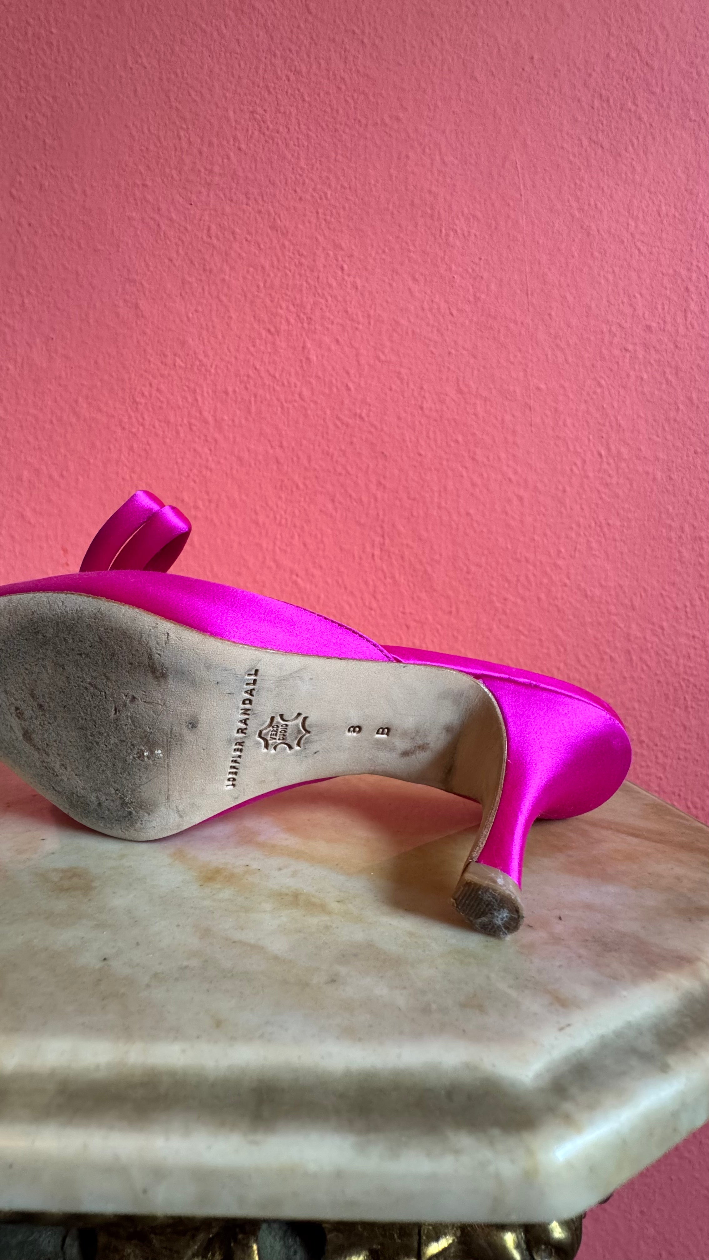 Vintage 2000s Fuchsia Satin Bow Mules by Loeffler Randall