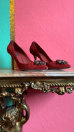 Vintage 2000s Dolce & Gabbana Burgundy Suede Crystal Pumps