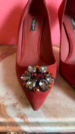 Vintage 2000s Dolce & Gabbana Burgundy Suede Crystal Pumps