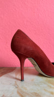 Vintage 2000s Dolce & Gabbana Burgundy Suede Crystal Pumps