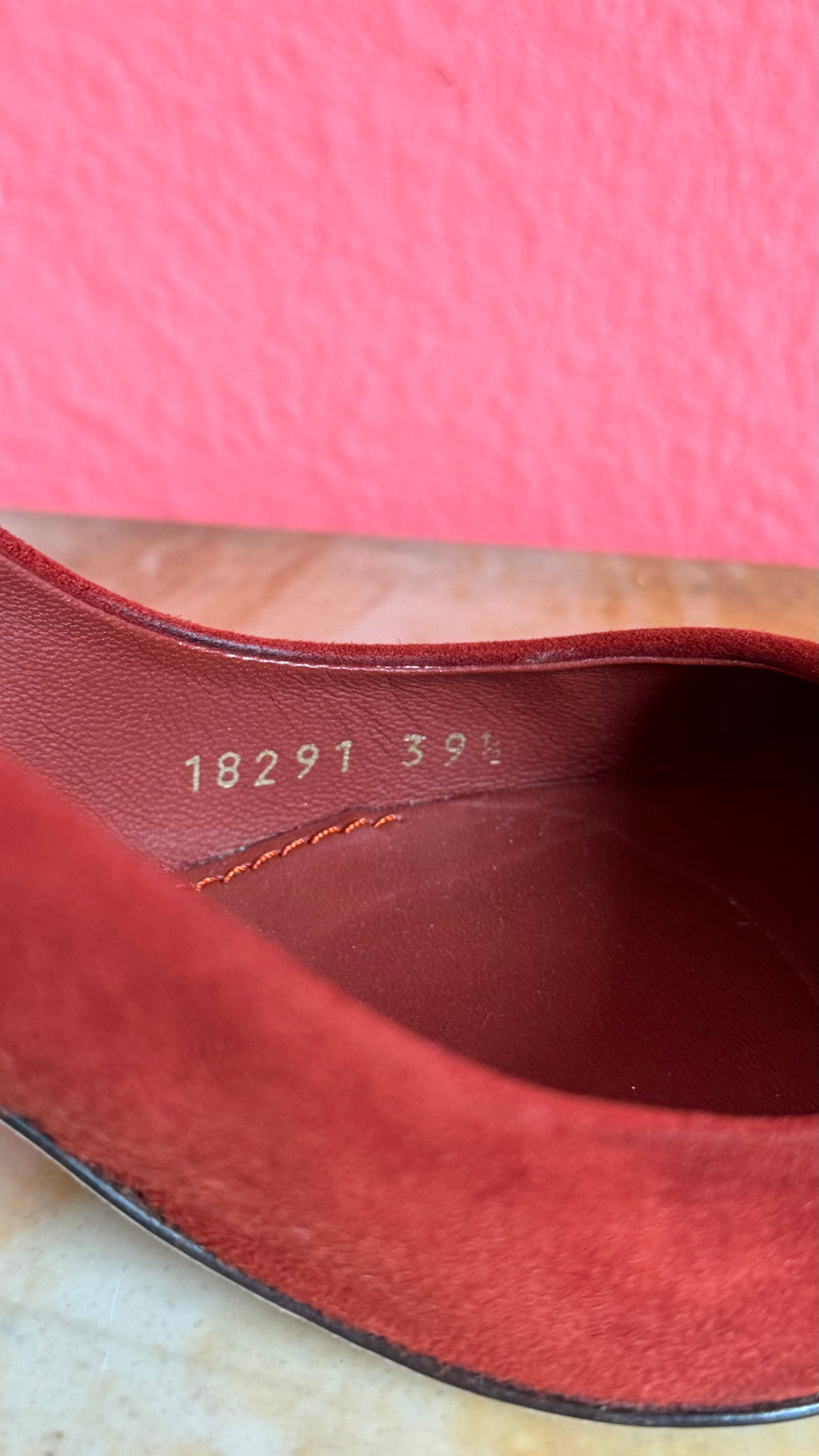 Vintage 2000s Dolce & Gabbana Burgundy Suede Crystal Pumps