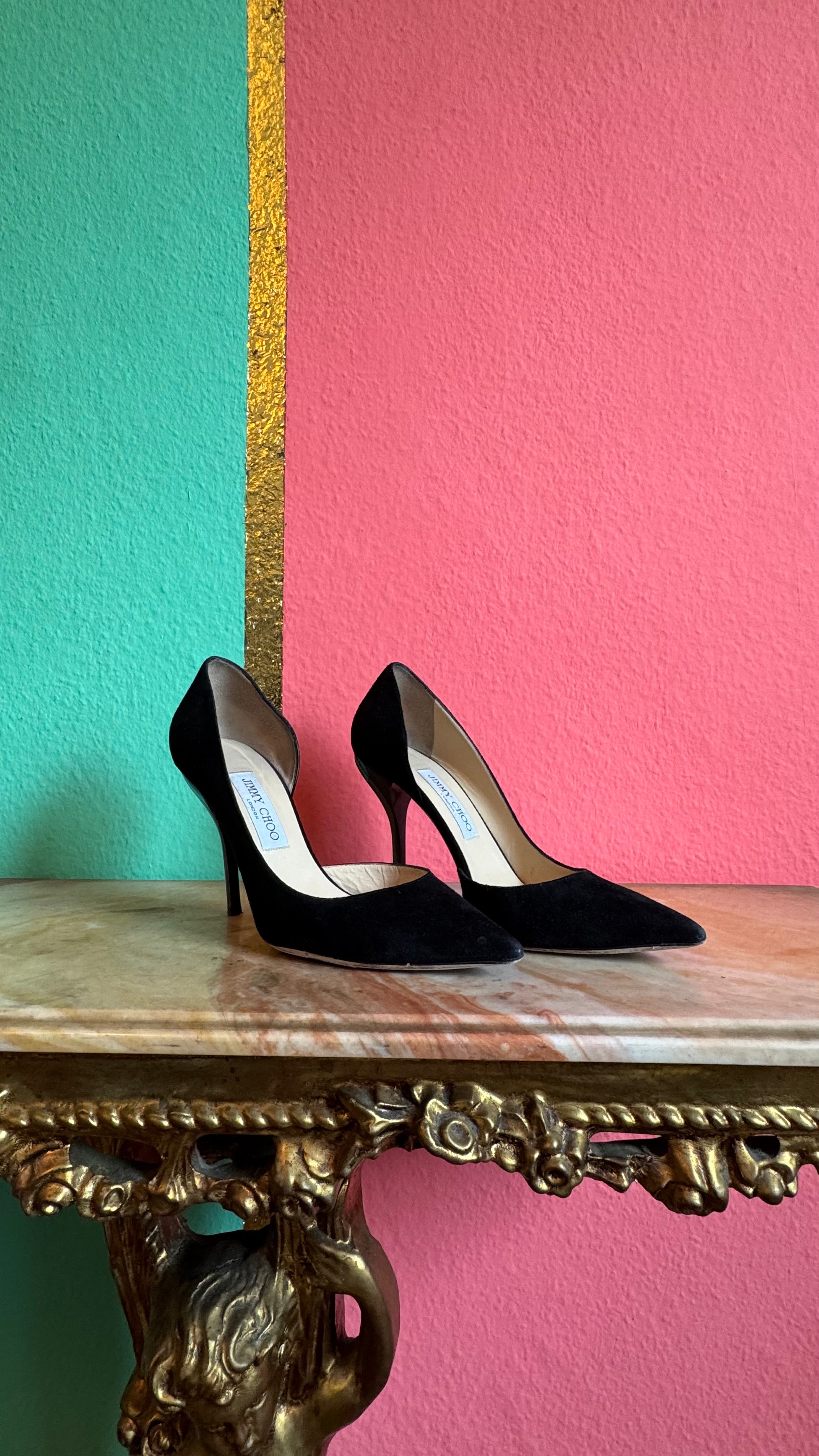 2010s Jimmy Choo Black Suede D’Orsay Pumps