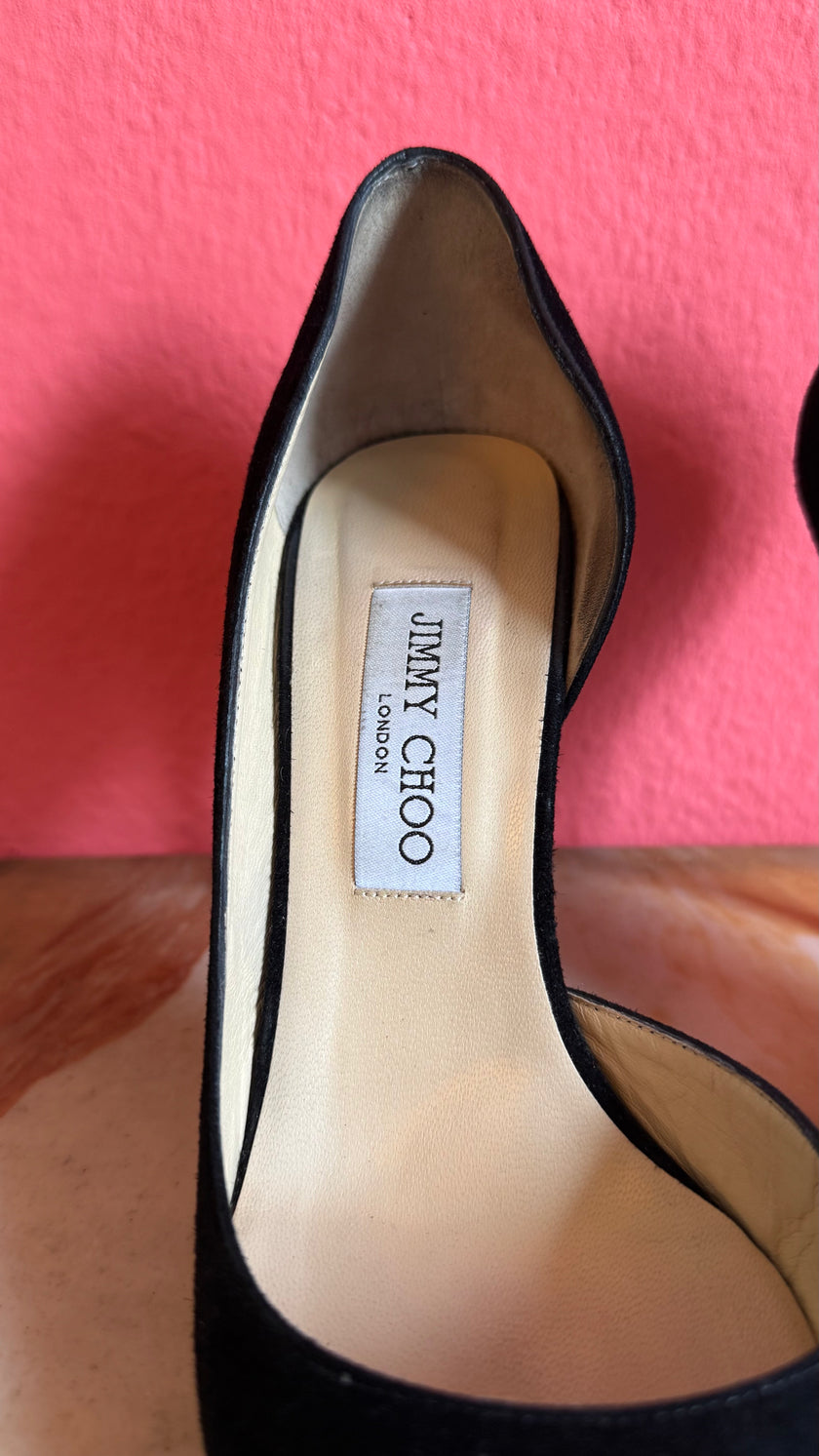 2010s Jimmy Choo Black Suede D’Orsay Pumps