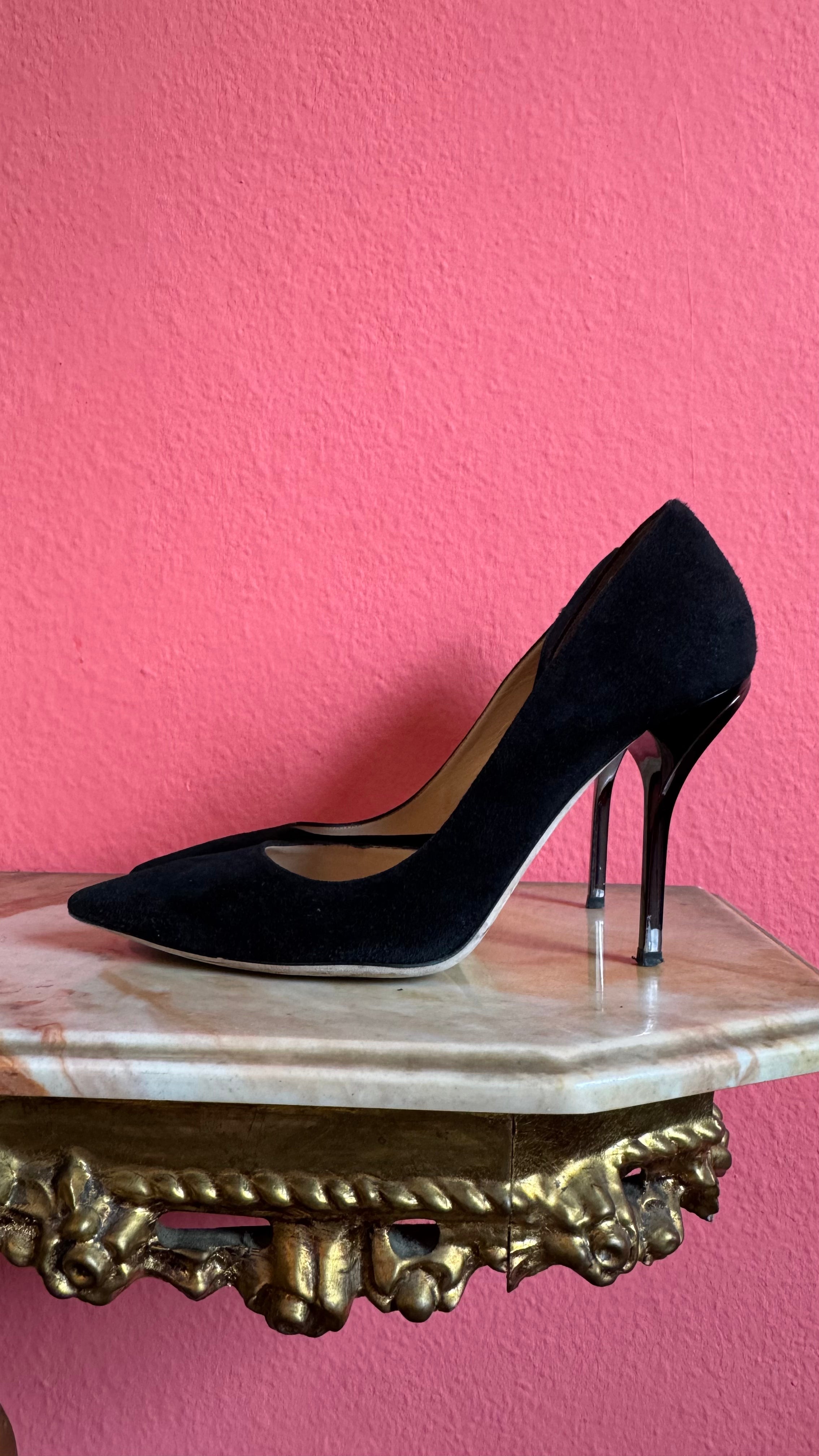 2010s Jimmy Choo Black Suede D’Orsay Pumps