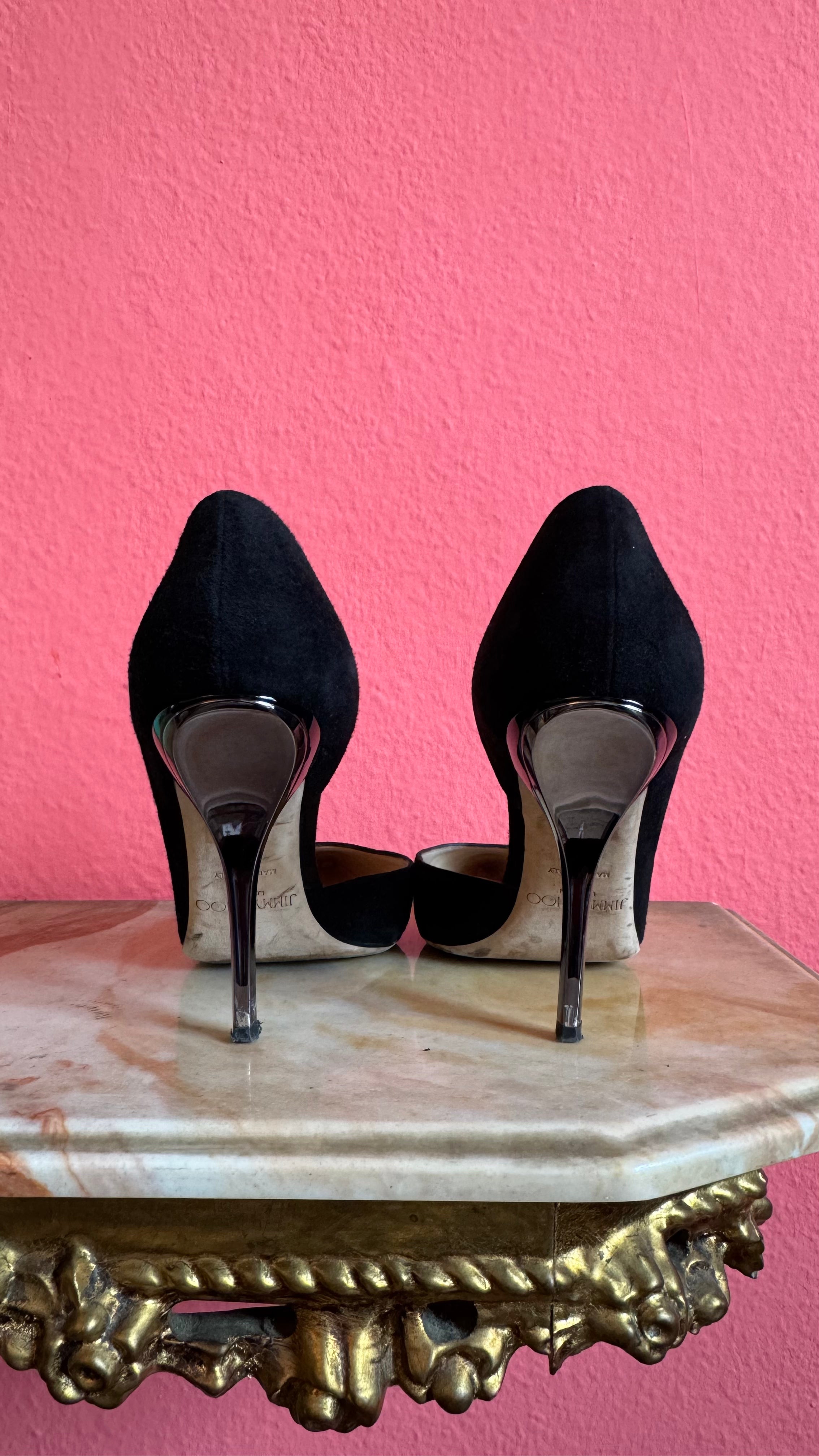2010s Jimmy Choo Black Suede D’Orsay Pumps
