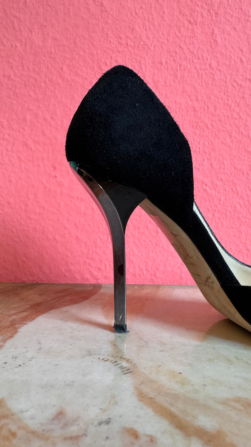 2010s Jimmy Choo Black Suede D’Orsay Pumps