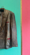 Vintage 1980s Distressed Brown Leather-Style Blazer