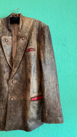 Vintage 1980s Distressed Brown Leather-Style Blazer