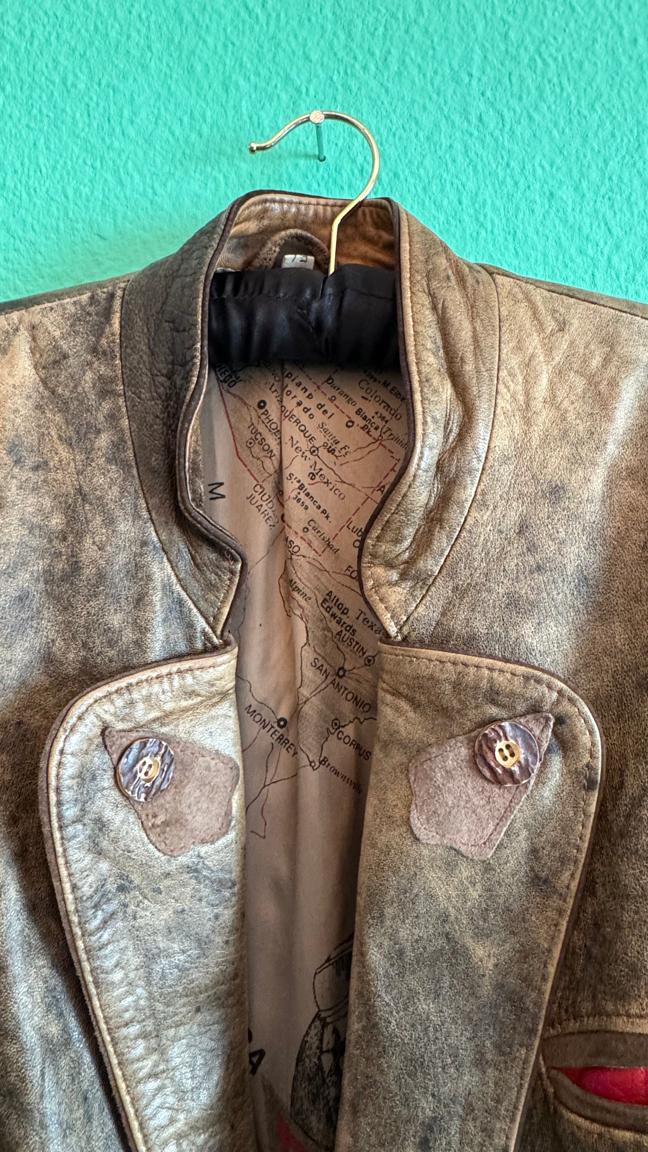 Vintage 1980s Distressed Brown Leather-Style Blazer