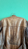 Vintage 1980s Distressed Brown Leather-Style Blazer