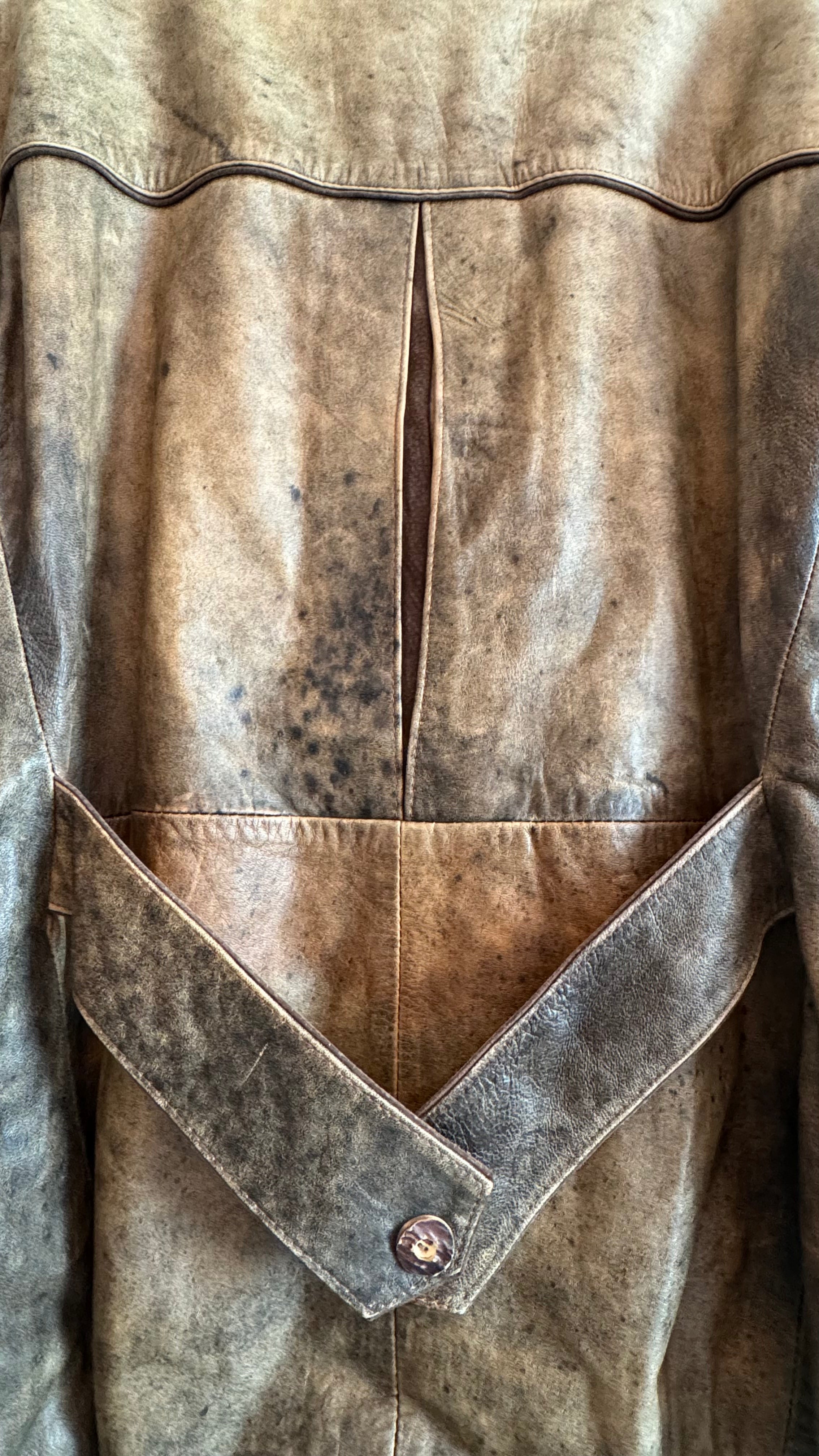Vintage 1980s Distressed Brown Leather-Style Blazer