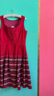 Vintage 1970s Red Pleated Dirndl Dress by Dirndlecke