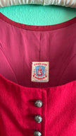 Vintage 1970s Red Pleated Dirndl Dress by Dirndlecke