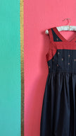 Vintage 1970s Black and Rust Embroidered Dirndl Dress