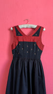 Vintage 1970s Black and Rust Embroidered Dirndl Dress