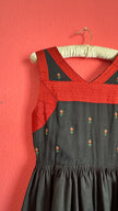 Vintage 1970s Black and Rust Embroidered Dirndl Dress