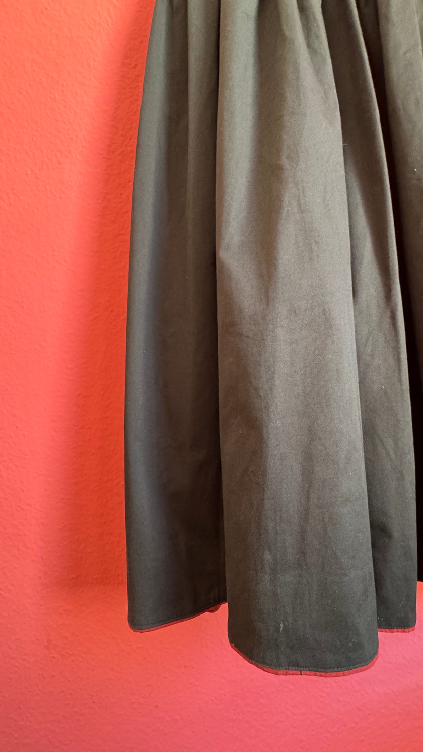 Vintage 1970s Black and Rust Embroidered Dirndl Dress