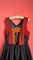 Vintage 1970s Black and Rust Embroidered Dirndl Dress