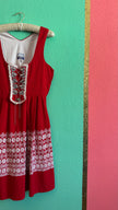 Vintage 1970s Red Embroidered Dirndl Dress by Tiroler Dirndl