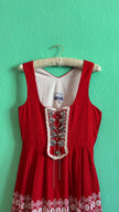 Vintage 1970s Red Embroidered Dirndl Dress by Tiroler Dirndl