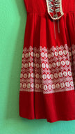 Vintage 1970s Red Embroidered Dirndl Dress by Tiroler Dirndl