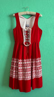 Vintage 1970s Red Embroidered Dirndl Dress by Tiroler Dirndl