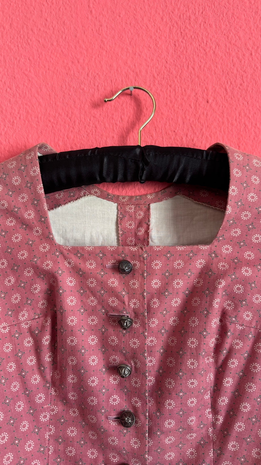 Vintage 1970s Dusty Rose Tracht Spenzer/Bodice