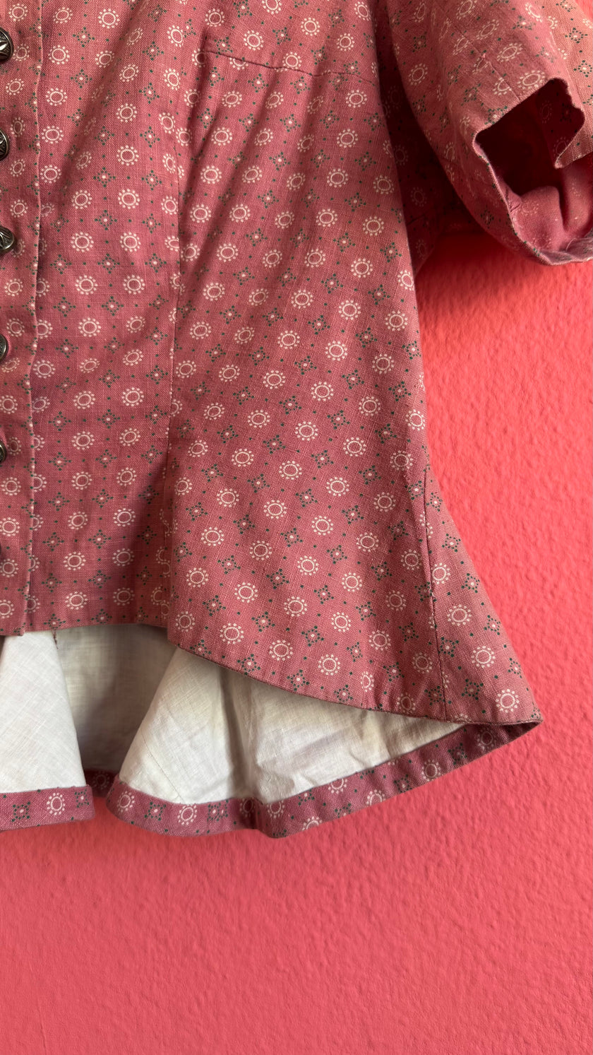 Vintage 1970s Dusty Rose Tracht Spenzer/Bodice