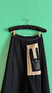Vintage 1970s Black Munich Appliqué Midi Skirt