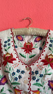 Vintage 1970s White Embroidered Tracht Waistcoat