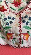 Vintage 1970s White Embroidered Tracht Waistcoat
