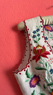 Vintage 1970s White Embroidered Tracht Waistcoat