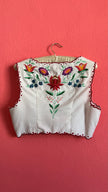 Vintage 1970s White Embroidered Tracht Waistcoat